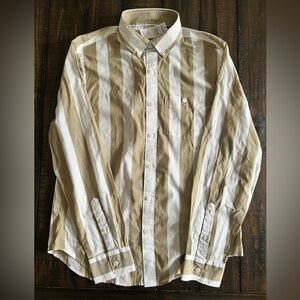 Todd Snyder Beige and White Striped Button Down Shirt